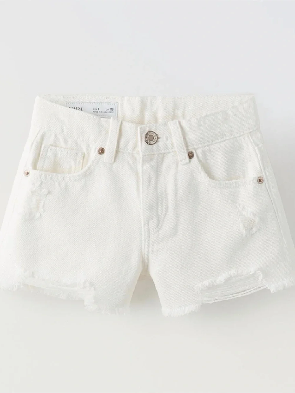 Zara girls White Distressed Denim Shorts
